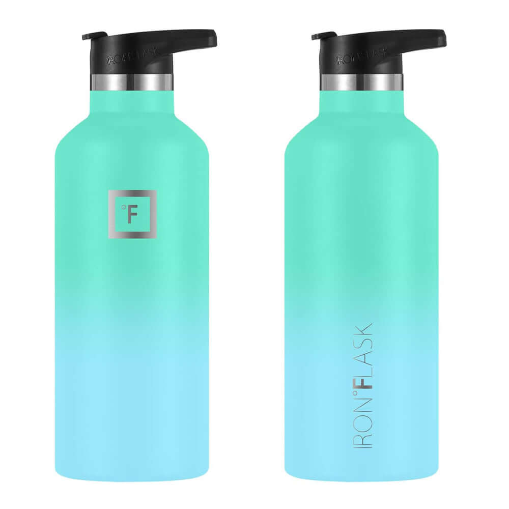 Iron Flask Narrow Mouth Bottle in Sky color, 32oz with spout lid, affordable quality hydration solution.