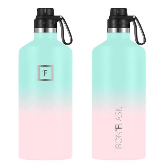 Iron Flask Bubble Gum 64oz Narrow Mouth Bottle with Spout Lid, dual color design, affordable quality for active lifestyles.