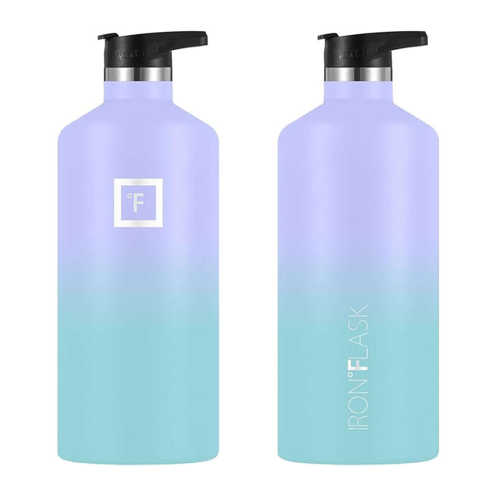 Iron Flask 64oz Narrow Mouth Bottle in Cotton Candy color, featuring a straw lid, offering affordable and quality hydration.