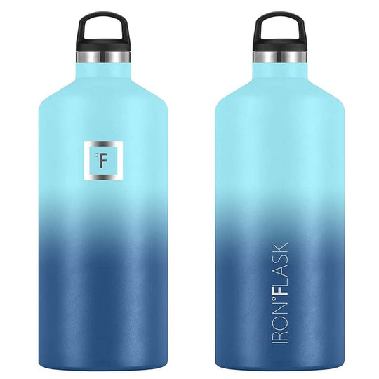 Iron Flask Narrow Mouth Bottle, Blue Waves, 64oz with straw lid, affordable and quality insulated water bottle.