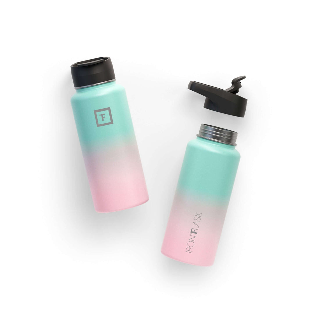 Iron Flask 32oz Bubble Gum Bottle with Spout Lid, lightweight, affordable, color-reflective, quality hydration solution.