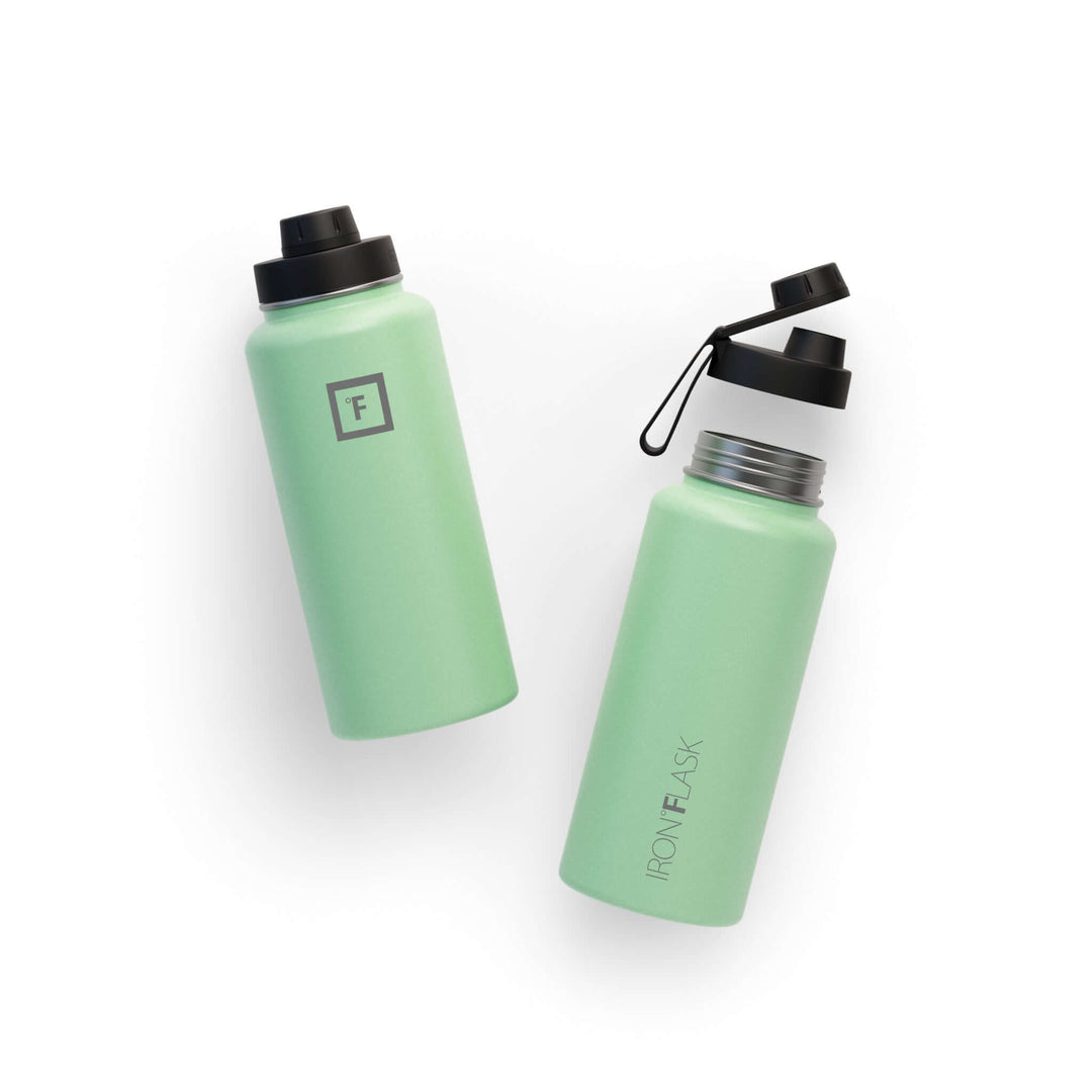 Iron Flask Wide Mouth Bottle in Mint with Spout Lid, 32oz, affordable and quality hydration solution.