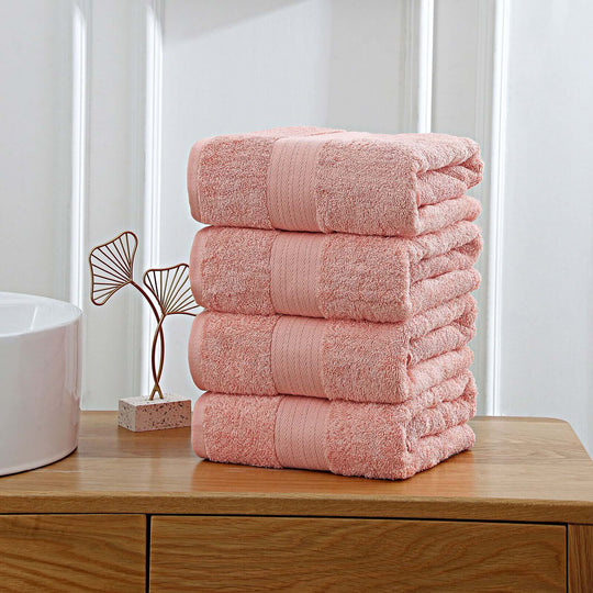 _label_, DSZ Product, feed-cond-new, feed-sl-free shipping, free-shipping, newLinenland 4 Piece Cotton Bath Towels Set - Coral - Premium Home & Garden > Bathroom Accessories > Bath Towels & Robes from Linenland ! Shop Online Buy Now at S & D's Value Store Family Business Best Customer Service_label_, DSZ Product, feed-cond-new, feed-sl-free shipping, free-shipping, new