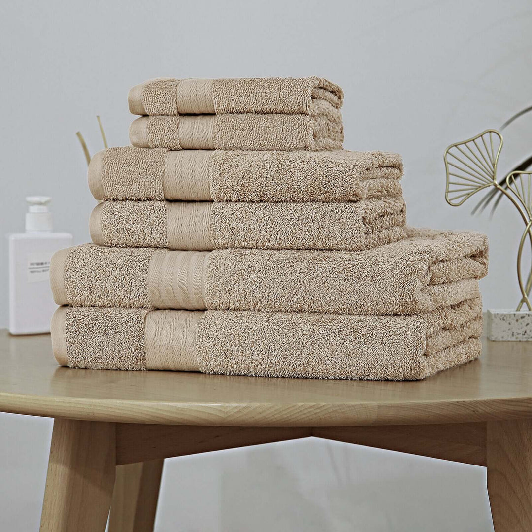 _label_, DSZ Product, feed-cond-new, feed-sl-free shipping, free-shipping, newLuxury 6 Piece Soft And Absorbent Cotton Bath Towel Set - Sandstone - Premium Home & Garden > Bathroom Accessories > Bath Towels & Robes from Linenland ! Shop Online Buy Now at S & D's Value Store Family Business Best Customer Service_label_, DSZ Product, feed-cond-new, feed-sl-free shipping, free-shipping, new