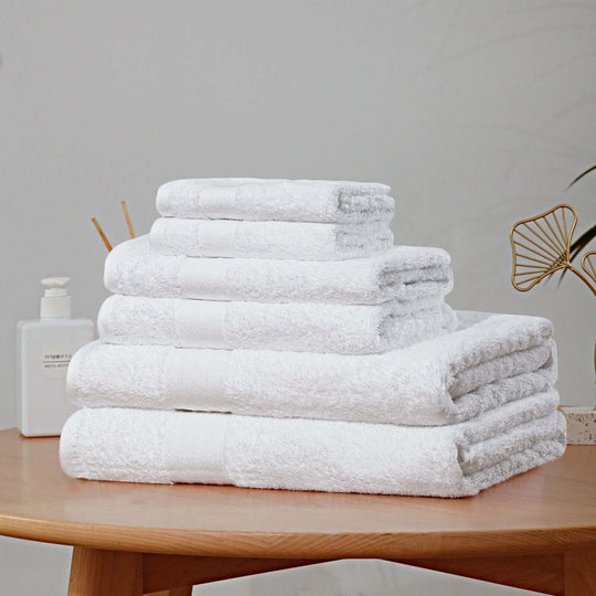 _label_, DSZ Product, feed-cond-new, feed-sl-free shipping, free-shipping, newLuxury 6 Piece Soft And Absorbent Cotton Bath Towel Set - White - Premium Home & Garden > Bathroom Accessories > Bath Towels & Robes from Linenland ! Shop Online Buy Now at S & D's Value Store Family Business Best Customer Service_label_, DSZ Product, feed-cond-new, feed-sl-free shipping, free-shipping, new