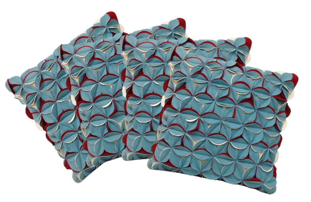 _label_, DSZ Product, feed-cond-new, feed-sl-free shipping, free-shipping, newPack Of 4 Covers Amelie Aqua Blue & Red 3D Texture Cushion Covers - Premium Furniture > Sofas > Sofa Accessories from En ! Shop Online Buy Now at S & D's Value Store Family Business Best Customer Service_label_, DSZ Product, feed-cond-new, feed-sl-free shipping, free-shipping, new