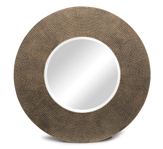 DSZ Product, feed-cond-new, feed-sl-DSZ Freight Payable, newRound Wall Mirror With Croc Pattern Frame In Gold Black Finish - Premium Home & Garden > Decor > Mirrors from Lirash ! Shop Online Buy Now at S & D's Value Store Family Business Best Customer ServiceDSZ Product, feed-cond-new, feed-sl-DSZ Freight Payable, new