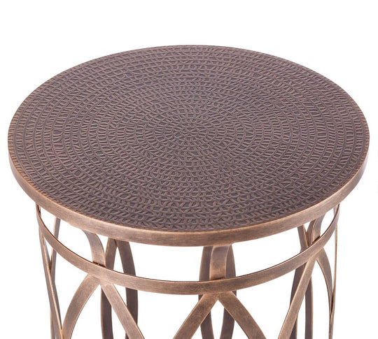 DSZ Product, feed-cond-new, feed-sl-DSZ Freight Payable, newRound Iron Side Table With Cross Legs In Brass Finish - Premium Home & Garden > Wall Art > 3D Wall Art from Lirash ! Shop Online Buy Now at S & D's Value Store Family Business Best Customer ServiceDSZ Product, feed-cond-new, feed-sl-DSZ Freight Payable, new