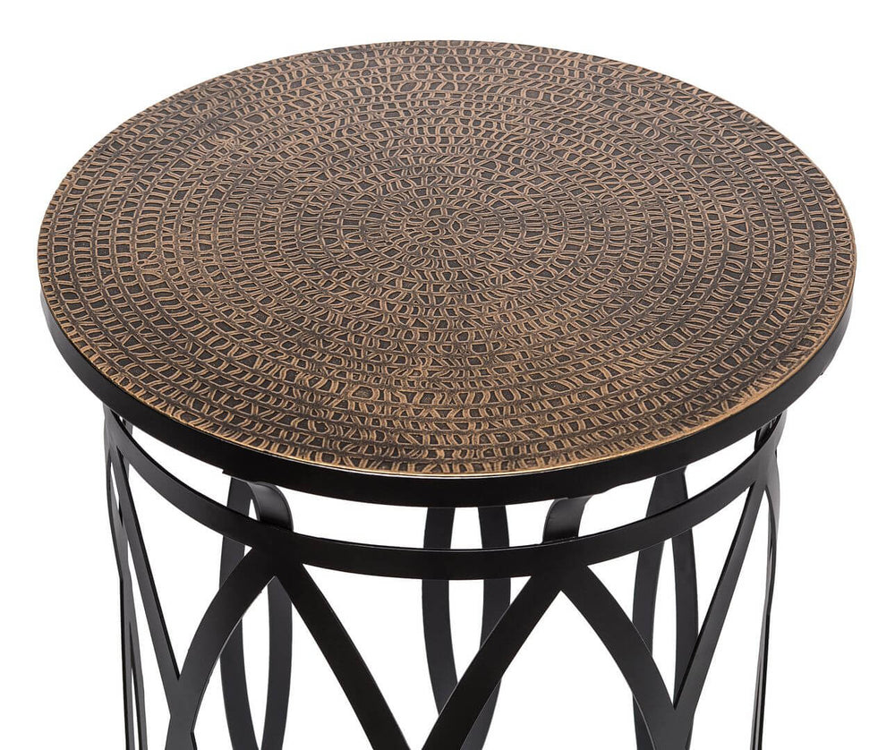 DSZ Product, feed-cond-new, feed-sl-DSZ Freight Payable, newBlack Round Iron Side Table With Cross Legs And Gold Finish Top - Premium Home & Garden > DIY > Table Tops & Bases from Lirash ! Shop Online Buy Now at S & D's Value Store Family Business Best Customer ServiceDSZ Product, feed-cond-new, feed-sl-DSZ Freight Payable, new