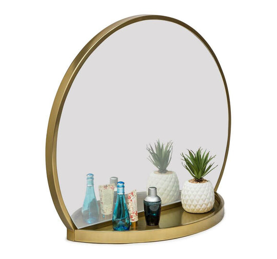 DSZ Product, feed-cond-new, feed-sl-DSZ Freight Payable, newRound Table Wall Mirror With Shelf Storage In Brass Finish - Premium Home & Garden > DIY > Kitchen & Bathroom DIY from Lirash ! Shop Online Buy Now at S & D's Value Store Family Business Best Customer ServiceDSZ Product, feed-cond-new, feed-sl-DSZ Freight Payable, new