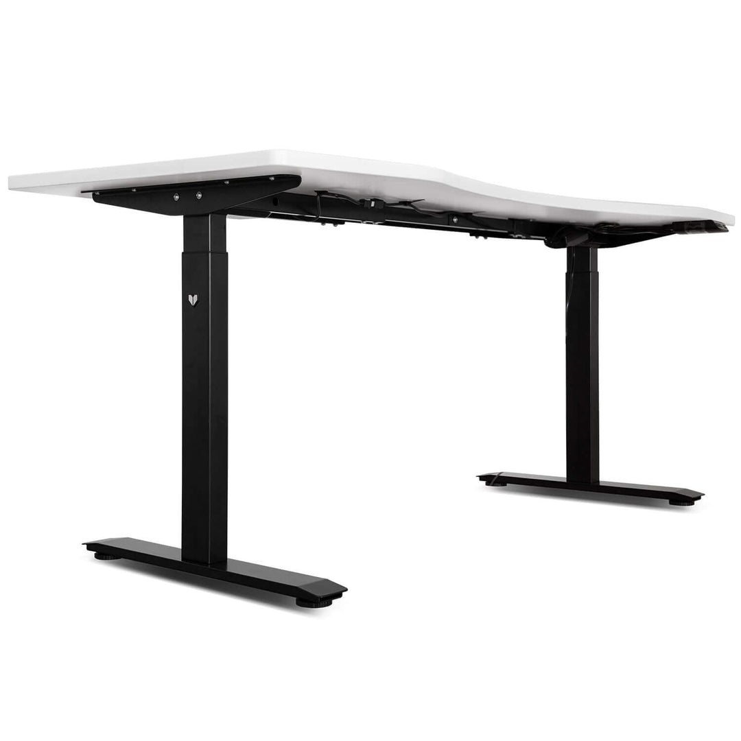 Ergonomic ErgoDesk Automatic Standing Desk in white and black with adjustable height features for comfortable workspace.