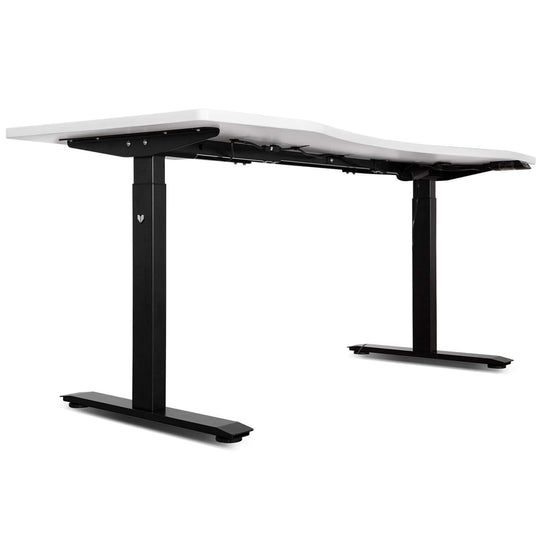 ErgoDesk Automatic Standing Desk 180cm in white and black, featuring dual motors for easy height adjustment.