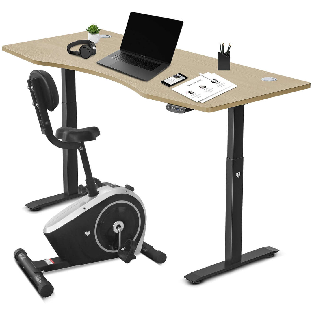 Lifespan Fitness Cyclestation 3 exercise bike with ErgoDesk in oak/black, ideal for affordable DIY workspace productivity.