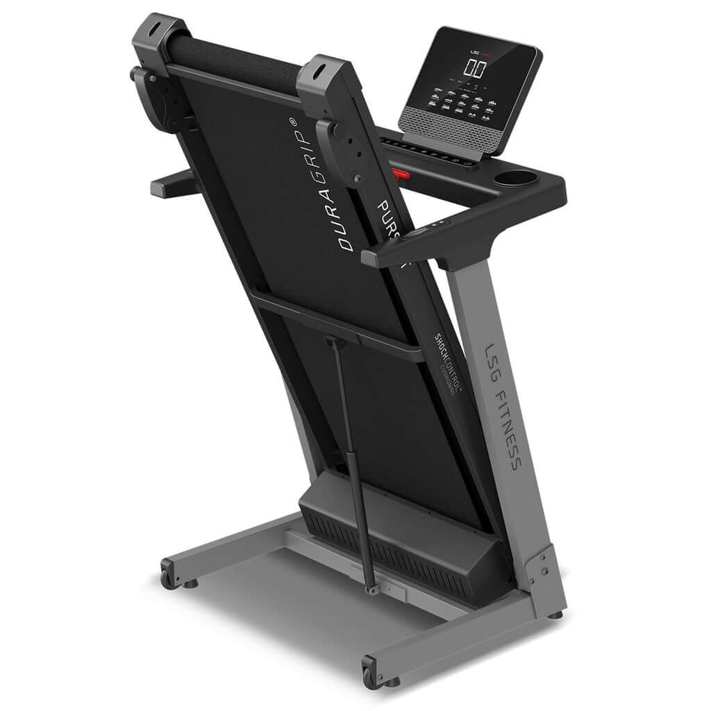 LSG Chaser 3 Treadmill with durable DuraGrip belt, touchscreen, and compact design for quality home workouts. Affordable fitness equipment.