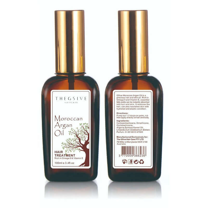 THE G5IVE Moroccan Argan Oil 100ml, a luxurious affordable hair treatment rich in Omega 9 and Vitamin E for DIY beauty.