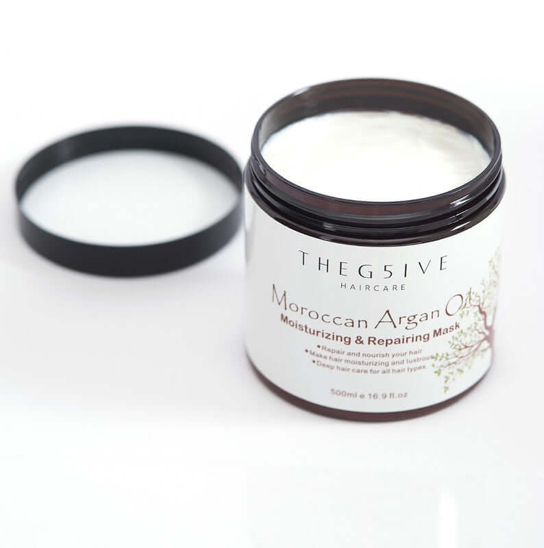 G5ive Moroccan Argan Oil Moisturizing & Repairing Mask 500ml, affordable luxury for dry, damaged hair.