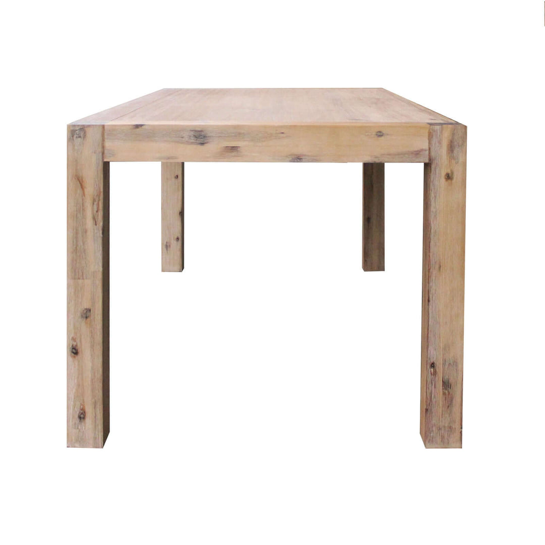 Dining table 210cm large size with solid acacia wooden base in oak colour, minimal design. Ideal for a neat and modern home decor.