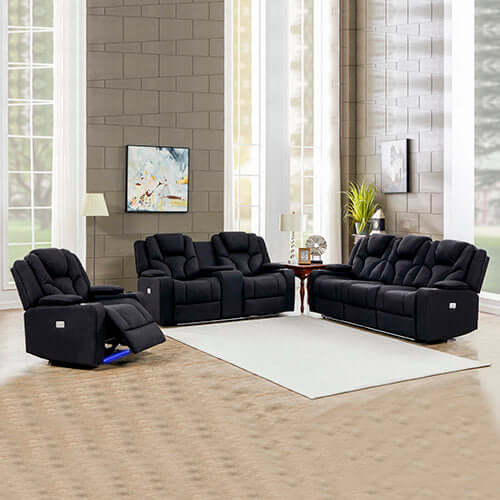 DSZ Product, feed-cond-new, feed-sl-DSZ Freight Payable, new3+2+1 Seater Electric Recliner Stylish Rhino Fabric Black Lounge Armchair With Led Features - Premium Furniture > Bar Stools & Chairs > Gaming Chairs from DSZ ! Shop Online Buy Now at S & D's Value Store Family Business Best Customer ServiceDSZ Product, feed-cond-new, feed-sl-DSZ Freight Payable, new