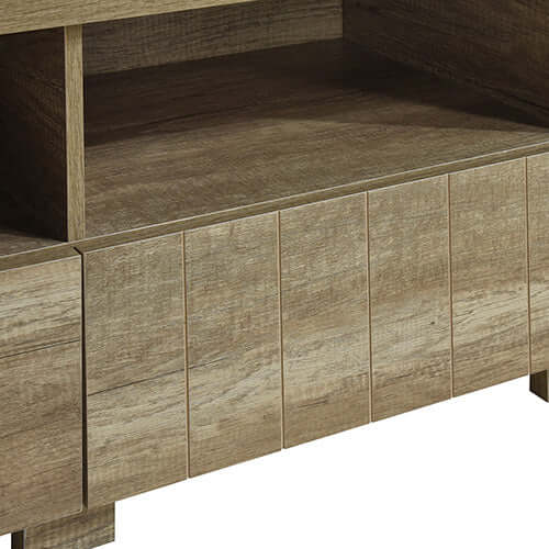 Close-up of Cielo TV Cabinet showcasing natural wood-like MDF finish and storage drawers in oak color.