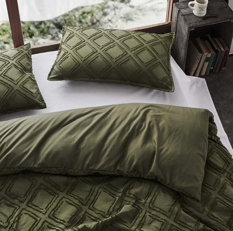 DSZ Product, feed-cond-new, feed-sl-DSZ Freight PayableTufted Ultra Soft Microfiber Quilt Cover Set - Single Khaiki Green - Premium Home & Garden > Bedding > Duvet Covers from Cleverpolly ! Shop Online Buy Now at S & D's Value Store Family Business Best Customer ServiceDSZ Product, feed-cond-new, feed-sl-DSZ Freight Payable