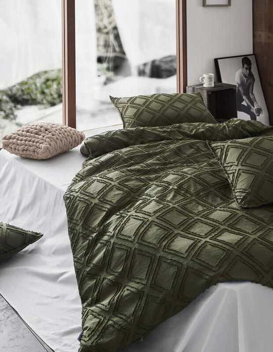 DSZ Product, feed-cond-new, feed-sl-DSZ Freight PayableTufted Ultra Soft Microfiber Quilt Cover Set - Single Khaiki Green - Premium Home & Garden > Bedding > Duvet Covers from Cleverpolly ! Shop Online Buy Now at S & D's Value Store Family Business Best Customer ServiceDSZ Product, feed-cond-new, feed-sl-DSZ Freight Payable