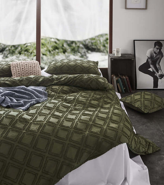 DSZ Product, feed-cond-new, feed-sl-DSZ Freight PayableTufted Ultra Soft Microfiber Quilt Cover Set - Single Khaiki Green - Premium Home & Garden > Bedding > Duvet Covers from Cleverpolly ! Shop Online Buy Now at S & D's Value Store Family Business Best Customer ServiceDSZ Product, feed-cond-new, feed-sl-DSZ Freight Payable