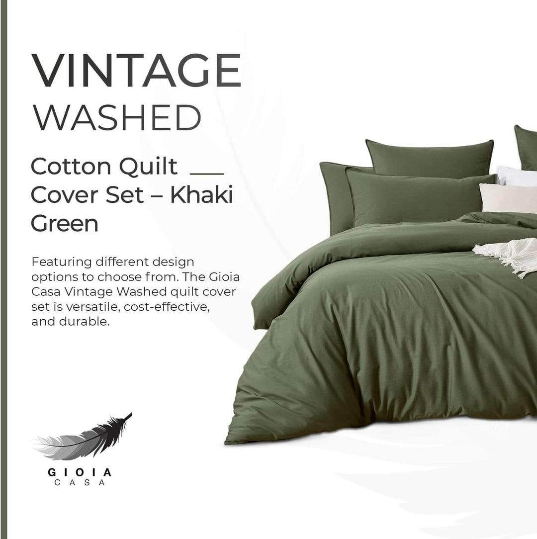 DSZ Product, feed-cond-new, feed-sl-DSZ Freight Payable100% Cotton Vintage Washed Bed Quilt Cover Set (2Pcs) - Khaki Green - Single - Premium Home & Garden > Bedding > Quilts & Duvets from Gioia Casa ! Shop Online Buy Now at S & D's Value Store Family Business Best Customer ServiceDSZ Product, feed-cond-new, feed-sl-DSZ Freight Payable