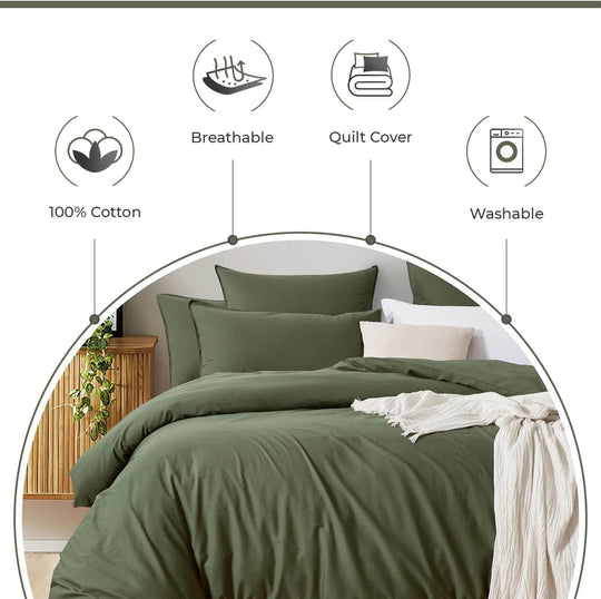 DSZ Product, feed-cond-new, feed-sl-DSZ Freight Payable100% Cotton Vintage Washed Bed Quilt Cover Set (2Pcs) - Khaki Green - Single - Premium Home & Garden > Bedding > Quilts & Duvets from Gioia Casa ! Shop Online Buy Now at S & D's Value Store Family Business Best Customer ServiceDSZ Product, feed-cond-new, feed-sl-DSZ Freight Payable