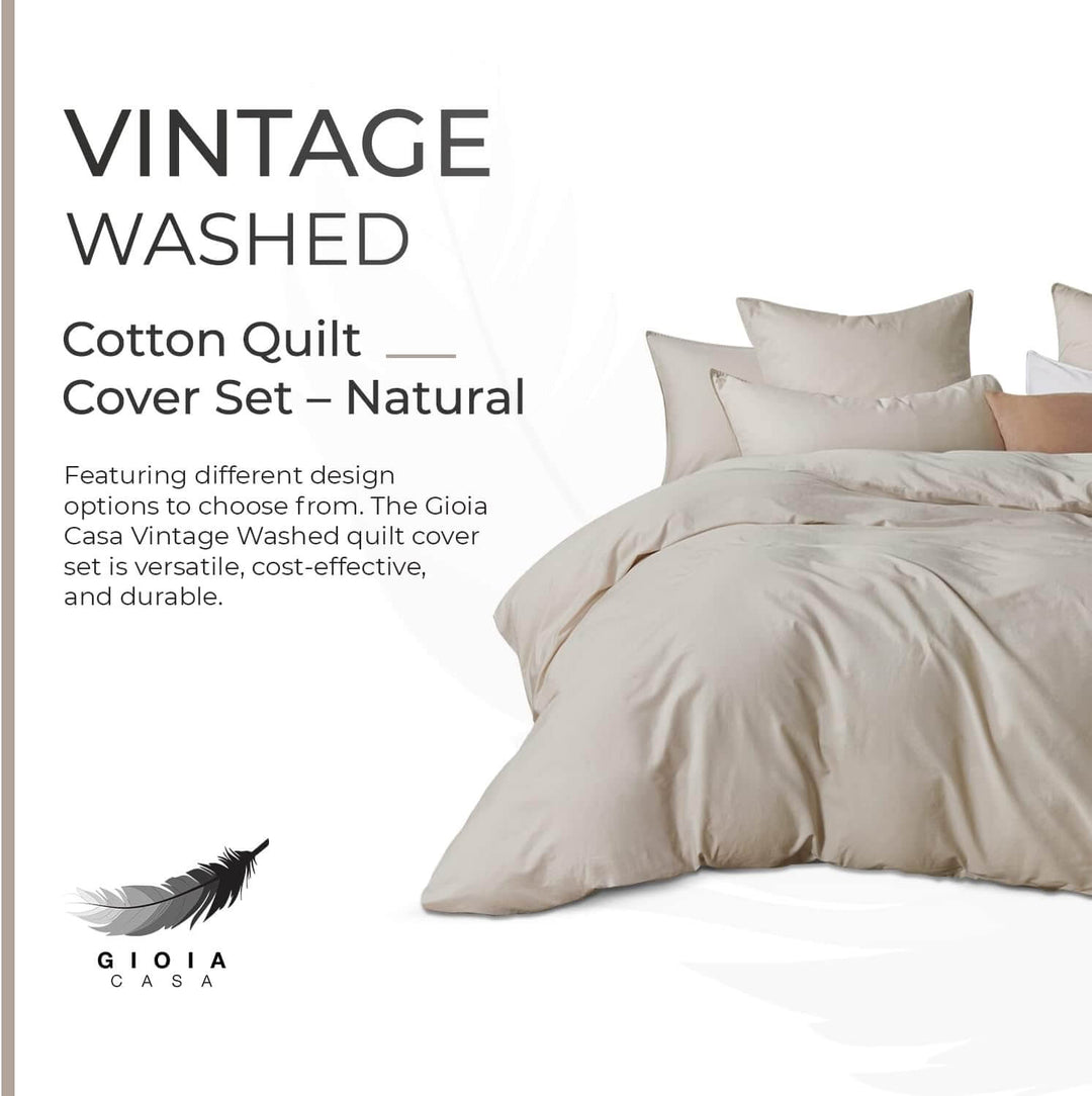 DSZ Product, feed-cond-new, feed-sl-DSZ Freight Payable100% Cotton Vintage Washed Bed Quilt Cover Set (2Pcs) - Natural - Single - Premium Home & Garden > Bedding > Quilts & Duvets from Gioia Casa ! Shop Online Buy Now at S & D's Value Store Family Business Best Customer ServiceDSZ Product, feed-cond-new, feed-sl-DSZ Freight Payable