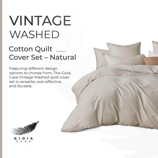 DSZ Product, feed-cond-new, feed-sl-DSZ Freight Payable100% Cotton Vintage Washed Bed Quilt Cover Set (2Pcs) - Natural - Single - Premium Home & Garden > Bedding > Quilts & Duvets from Gioia Casa ! Shop Online Buy Now at S & D's Value Store Family Business Best Customer ServiceDSZ Product, feed-cond-new, feed-sl-DSZ Freight Payable