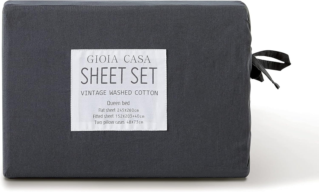 DSZ Product, feed-cond-new, feed-sl-DSZ Freight PayableVintage Washed 100% Cotton Sheet Set With 1 Pillowcases - Charcoal - Single - Premium Home & Garden > Bedding > Bed Sheets from Gioia Casa ! Shop Online Buy Now at S & D's Value Store Family Business Best Customer ServiceDSZ Product, feed-cond-new, feed-sl-DSZ Freight Payable