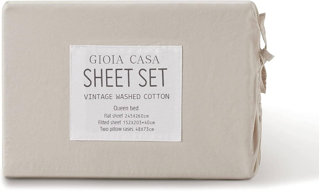 DSZ Product, feed-cond-new, feed-sl-DSZ Freight PayableVintage Washed 100% Cotton Sheet Set With 1 Pillowcases - Natural - Single - Premium Home & Garden > Bedding > Bed Sheets from Gioia Casa ! Shop Online Buy Now at S & D's Value Store Family Business Best Customer ServiceDSZ Product, feed-cond-new, feed-sl-DSZ Freight Payable