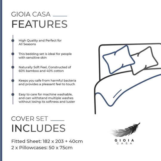 DSZ Product, feed-cond-new, feed-sl-DSZ Freight PayableBamboo Cotton Blend All Season Bedding Set - Navy Blue - Double Size - Premium Home & Garden > Bedding > Bed Sheets from Gioia Casa ! Shop Online Buy Now at S & D's Value Store Family Business Best Customer ServiceDSZ Product, feed-cond-new, feed-sl-DSZ Freight Payable