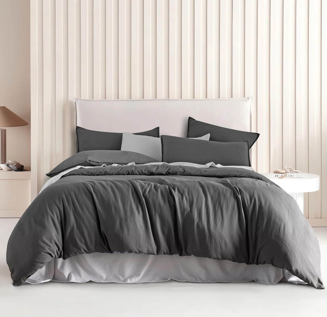 DSZ Product, feed-cond-new, feed-sl-DSZ Freight PayableVintage Washed Microfibre Quilt Cover Set (3Pcs) - Grey - Double Size - Premium Home & Garden > Bedding > Quilts & Duvets from Cleverpolly ! Shop Online Buy Now at S & D's Value Store Family Business Best Customer ServiceDSZ Product, feed-cond-new, feed-sl-DSZ Freight Payable