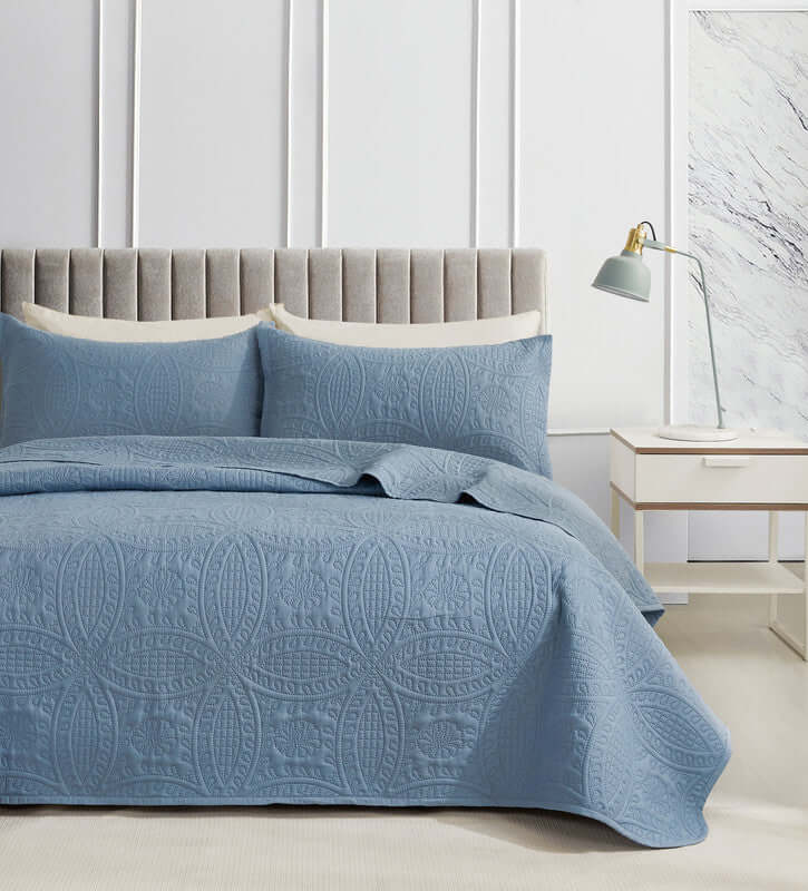 DSZ Product, feed-cond-new, feed-sl-DSZ Freight PayableLisbon Quilted 3 Pieces Embossed Coverlet Set - Queen/Double Blue - Premium Home & Garden > Bedding > Duvet Covers from Gioia Casa ! Shop Online Buy Now at S & D's Value Store Family Business Best Customer ServiceDSZ Product, feed-cond-new, feed-sl-DSZ Freight Payable