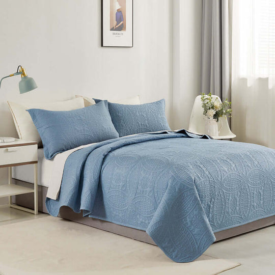 DSZ Product, feed-cond-new, feed-sl-DSZ Freight PayableLisbon Quilted 3 Pieces Embossed Coverlet Set - Queen/Double Blue - Premium Home & Garden > Bedding > Duvet Covers from Gioia Casa ! Shop Online Buy Now at S & D's Value Store Family Business Best Customer ServiceDSZ Product, feed-cond-new, feed-sl-DSZ Freight Payable