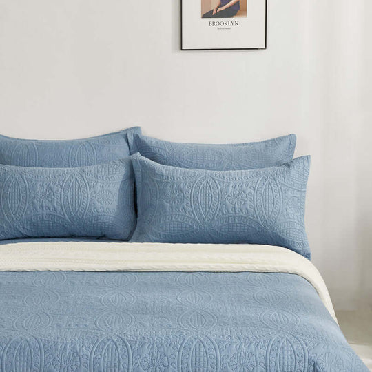 DSZ Product, feed-cond-new, feed-sl-DSZ Freight PayableLisbon Quilted 3 Pieces Embossed Coverlet Set - Queen/Double Blue - Premium Home & Garden > Bedding > Duvet Covers from Gioia Casa ! Shop Online Buy Now at S & D's Value Store Family Business Best Customer ServiceDSZ Product, feed-cond-new, feed-sl-DSZ Freight Payable