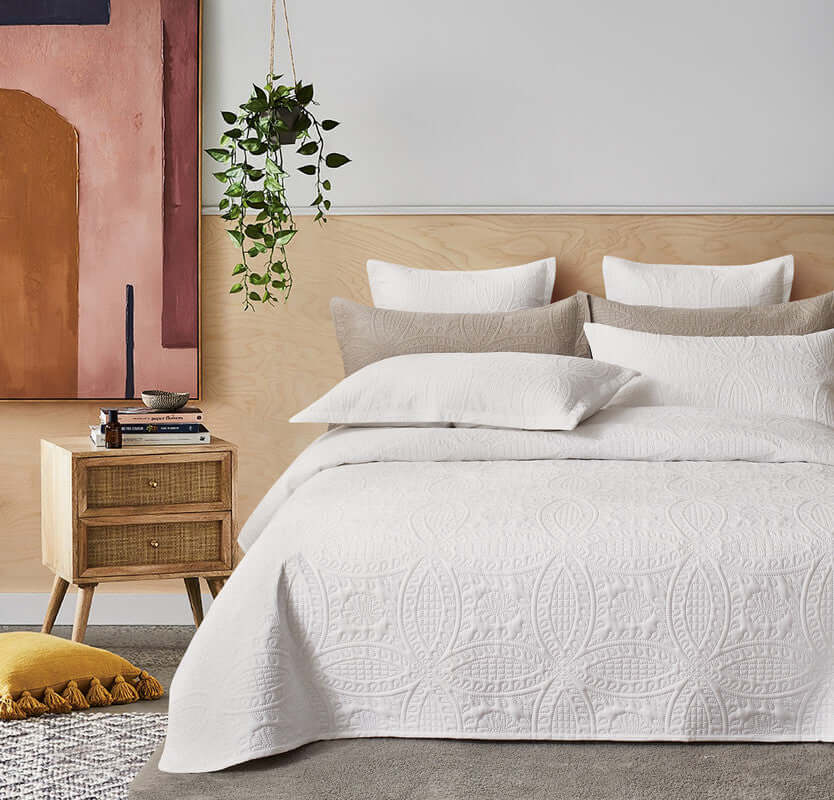 DSZ Product, feed-cond-new, feed-sl-DSZ Freight PayableLisbon Quilted 3 Pieces Embossed Coverlet Set - Queen/Double White - Premium Home & Garden > Bedding > Duvet Covers from Gioia Casa ! Shop Online Buy Now at S & D's Value Store Family Business Best Customer ServiceDSZ Product, feed-cond-new, feed-sl-DSZ Freight Payable