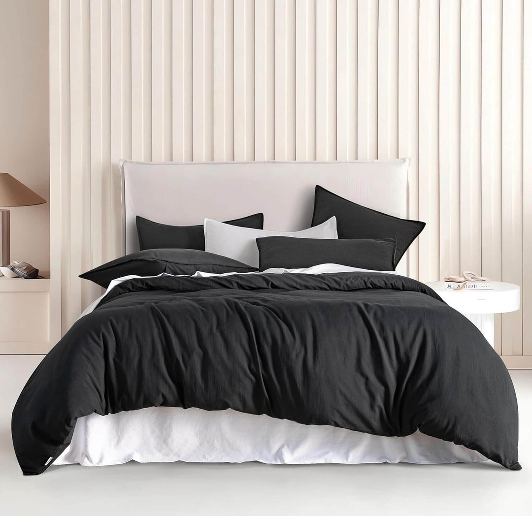 DSZ Product, feed-cond-new, feed-sl-DSZ Freight PayableVintage Washed Microfibre Quilt Cover Set (3Pcs) - Black - Queen Size - Premium Home & Garden > Bedding > Quilts & Duvets from Cleverpolly ! Shop Online Buy Now at S & D's Value Store Family Business Best Customer ServiceDSZ Product, feed-cond-new, feed-sl-DSZ Freight Payable