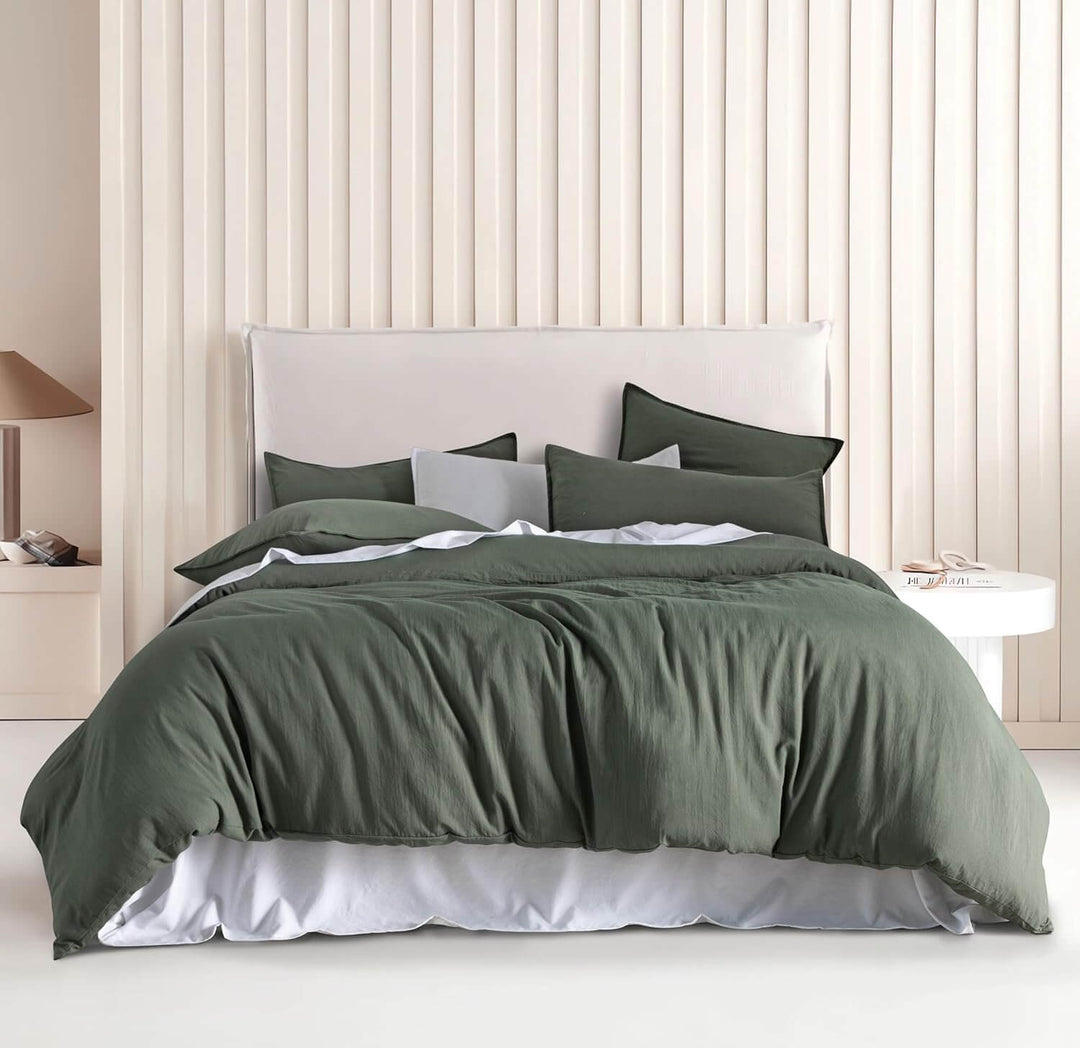 DSZ Product, feed-cond-new, feed-sl-DSZ Freight PayableVintage Washed Microfibre Quilt Cover Set (3Pcs) - Khaki Green - Queen Size - Premium Home & Garden > Bedding > Quilts & Duvets from Cleverpolly ! Shop Online Buy Now at S & D's Value Store Family Business Best Customer ServiceDSZ Product, feed-cond-new, feed-sl-DSZ Freight Payable