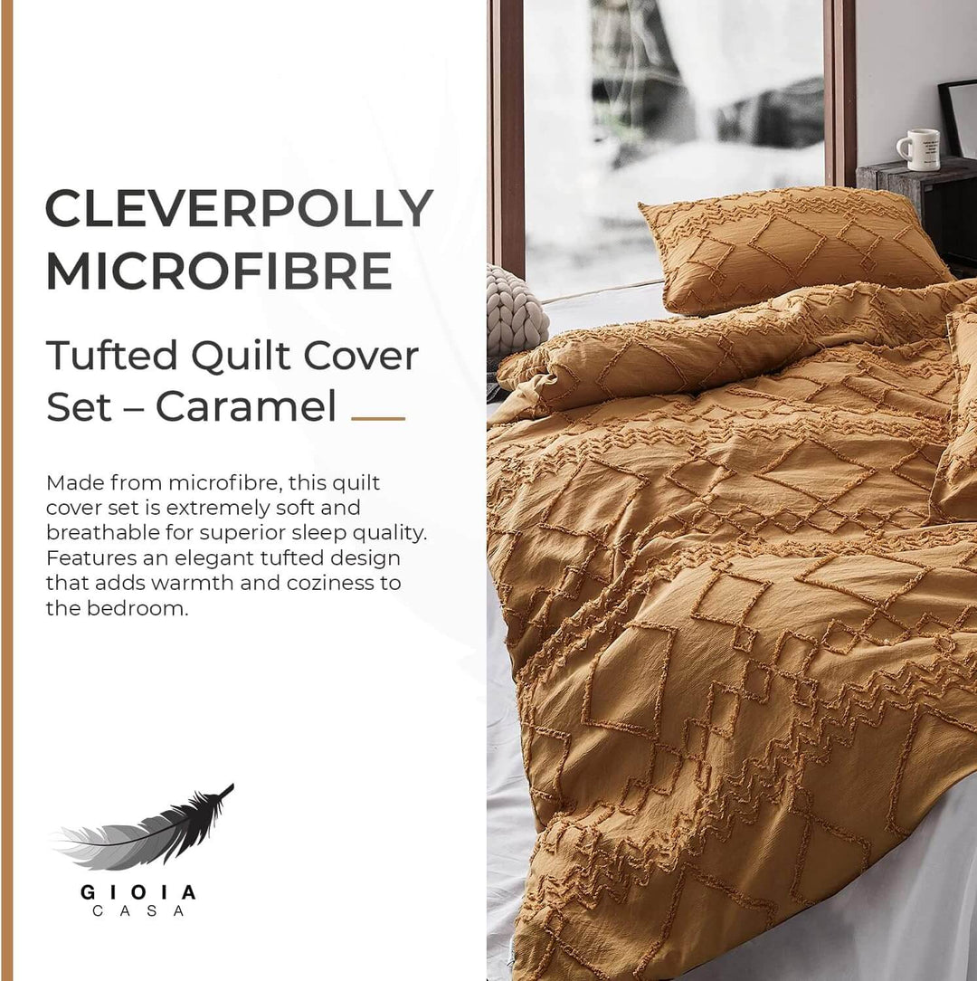 DSZ Product, feed-cond-new, feed-sl-DSZ Freight Payable100% Premium Brushed Microfibre Tufted (3Pcs) Quilt Cover Set - Caramel - Queen Size - Premium Home & Garden > Bedding > Quilts & Duvets from Cleverpolly ! Shop Online Buy Now at S & D's Value Store Family Business Best Customer ServiceDSZ Product, feed-cond-new, feed-sl-DSZ Freight Payable