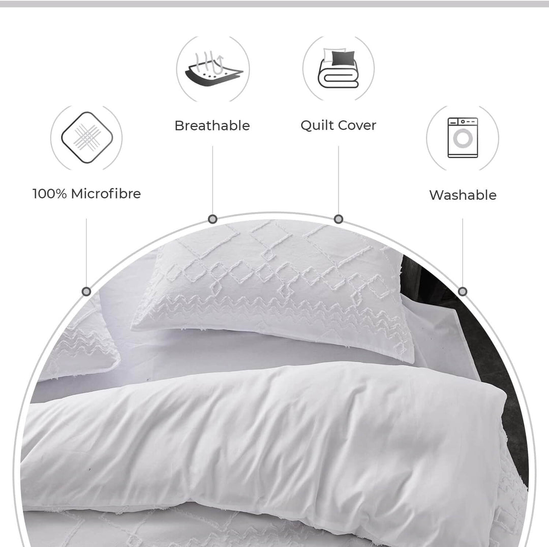 DSZ Product, feed-cond-new, feed-sl-DSZ Freight Payable100% Premium Brushed Microfibre Tufted (3 Pcs) Quilt Cover Set - White - Queen Size - Premium Home & Garden > Bedding > Quilts & Duvets from Cleverpolly ! Shop Online Buy Now at S & D's Value Store Family Business Best Customer ServiceDSZ Product, feed-cond-new, feed-sl-DSZ Freight Payable