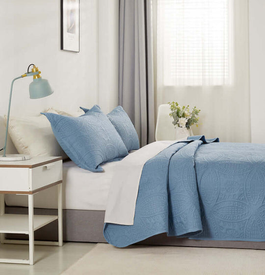 DSZ Product, feed-cond-new, feed-sl-DSZ Freight PayableLisbon Quilted 3 Pieces Embossed Coverlet Set - Queen/King Blue - Premium Home & Garden > Bedding > Duvet Covers from Gioia Casa ! Shop Online Buy Now at S & D's Value Store Family Business Best Customer ServiceDSZ Product, feed-cond-new, feed-sl-DSZ Freight Payable