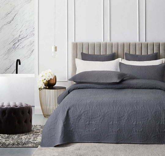 DSZ Product, feed-cond-new, feed-sl-DSZ Freight PayableLisbon Quilted 3 Pieces Embossed Coverlet Set - Queen/King Charcoal - Premium Home & Garden > Bedding > Duvet Covers from Gioia Casa ! Shop Online Buy Now at S & D's Value Store Family Business Best Customer ServiceDSZ Product, feed-cond-new, feed-sl-DSZ Freight Payable