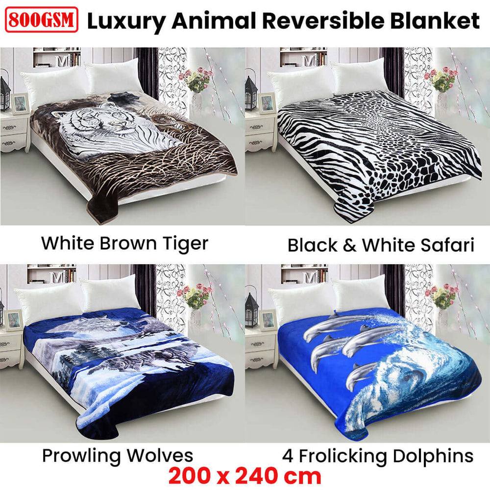 _label_, DSZ Product, feed-cond-new, feed-sl-free shipping, free-shipping800Gsm Luxury Reversible Animal Mink Blanket Queen 200 X 240 Cm White Black Safari - Premium Home & Garden > Bedding > Blankets & Throws from DSZ ! Shop Online Buy Now at S & D's Value Store Family Business Best Customer Service_label_, DSZ Product, feed-cond-new, feed-sl-free shipping, free-shipping