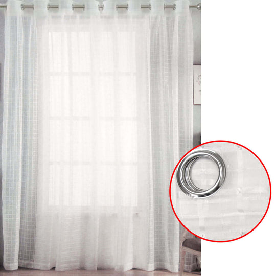 _label_, DSZ Product, feed-cond-new, feed-sl-free shipping, free-shipping, newPair Of White Checkered Eyelet Sheer Curtains 140 X 225Cm - Premium Home & Garden > Curtains > Curtains & Drapes from DSZ ! Shop Online Buy Now at S & D's Value Store Family Business Best Customer Service_label_, DSZ Product, feed-cond-new, feed-sl-free shipping, free-shipping, new