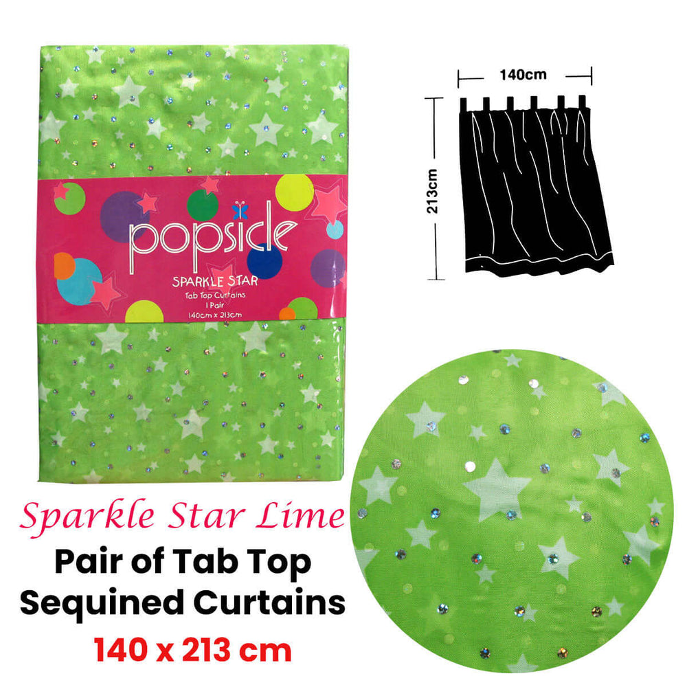 _label_, DSZ Product, feed-cond-new, feed-sl-free shipping, free-shipping, newPair Of Organza Sequined Tab Top Curtains Sparkle Star Lime Green 140 X 213 Cm - Premium Home & Garden > Curtains > Curtains & Drapes from DSZ ! Shop Online Buy Now at S & D's Value Store Family Business Best Customer Service_label_, DSZ Product, feed-cond-new, feed-sl-free shipping, free-shipping, new