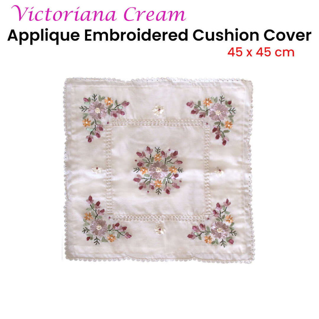 _label_, DSZ Product, feed-cond-new, feed-sl-free shipping, free-shippingVictoriana Cream Applique Embroidered Cushion Cover 45 X 45 Cm - Premium Home & Garden > Decor > Cushions & Throws from DSZ ! Shop Online Buy Now at S & D's Value Store Family Business Best Customer Service_label_, DSZ Product, feed-cond-new, feed-sl-free shipping, free-shipping