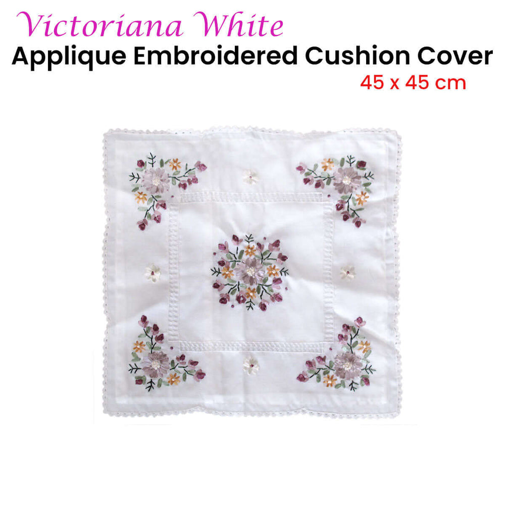 _label_, DSZ Product, feed-cond-new, feed-sl-free shipping, free-shippingVictoriana White Applique Embroidered Cushion Cover 45 X 45 Cm - Premium Home & Garden > Decor > Cushions & Throws from DSZ ! Shop Online Buy Now at S & D's Value Store Family Business Best Customer Service_label_, DSZ Product, feed-cond-new, feed-sl-free shipping, free-shipping