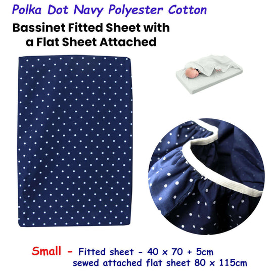 _label_, DSZ Product, feed-cond-new, feed-sl-free shipping, free-shippingPolka Dot Navy Polyester Cotton Bassinet Fitted Sheet With A Flat Sheet Sewed Attached - Premium Home & Garden > Bedding > Bed Sheets from Bloomington ! Shop Online Buy Now at S & D's Value Store Family Business Best Customer Service_label_, DSZ Product, feed-cond-new, feed-sl-free shipping, free-shipping